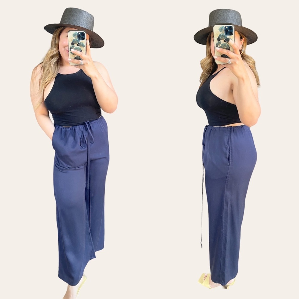 BONDI BORN | Japanese Lyocell Navy Waist Tie Lounge Pants